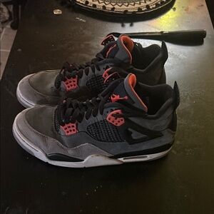 Jordan Gray and Red Sneakers with Suede Overlays